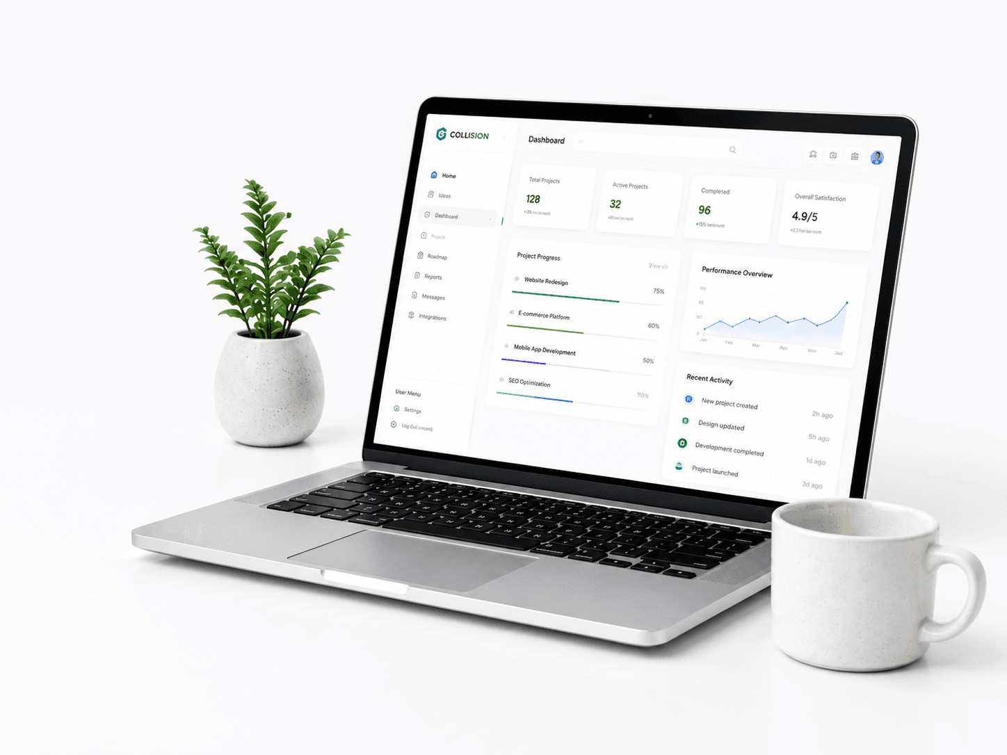 Glushion dashboard on a laptop